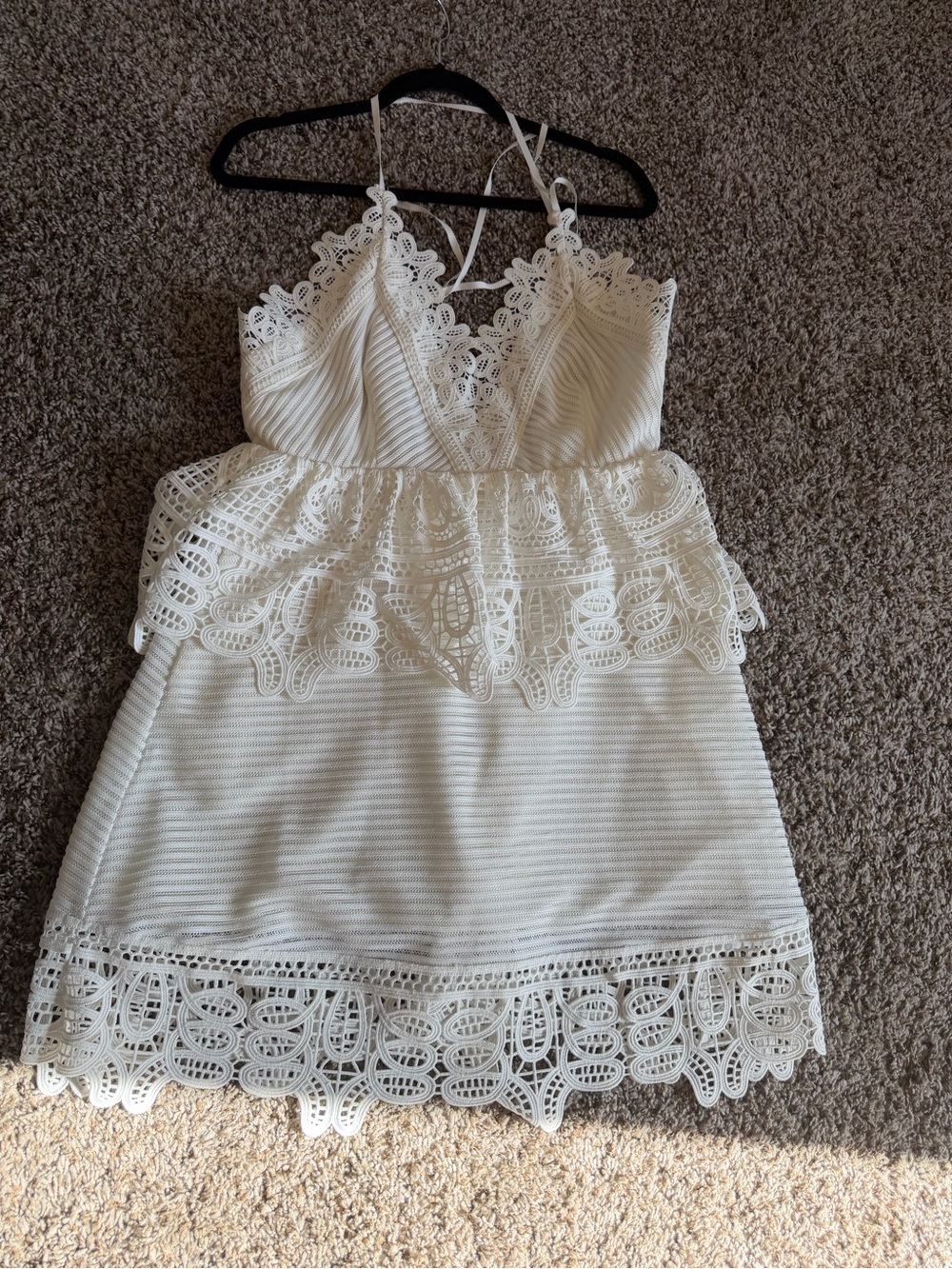 Self-Portrait White Embroidered Lace Mini Dress